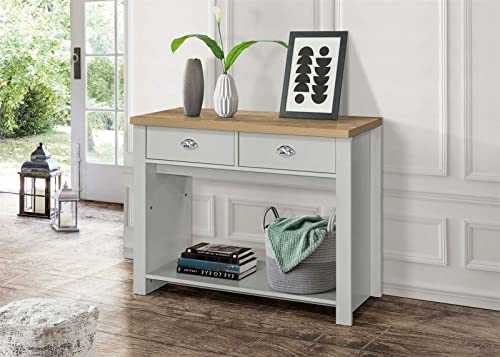 ZLLY Living Room Corridor End Table Console Table Highgate 2 Drawer Console Table Grey & Oak Farmhouse Shabby Chic