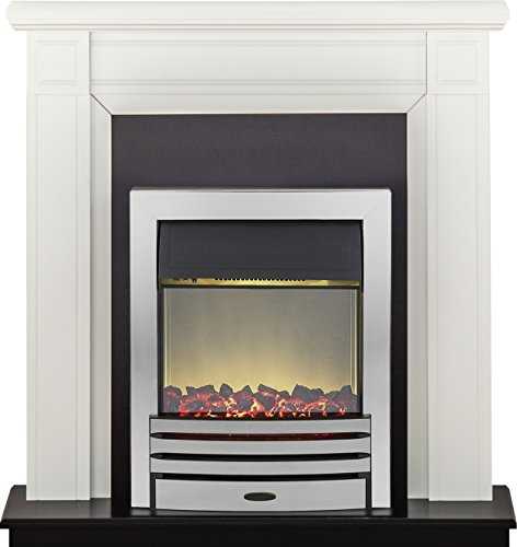 Adam Georgian Fireplace Suite in Pure White with Eclipse Electric Fire in Chrome, 39 Inch