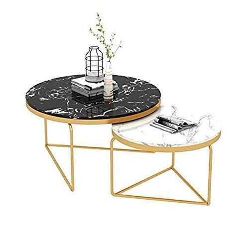WSHFHDLC coffee table End Tables Extending Coffee Table End Tables Marble Top Bedside Table Contemporary Round Sofa Side Table For Living Room Set Of 2 small coffee tables