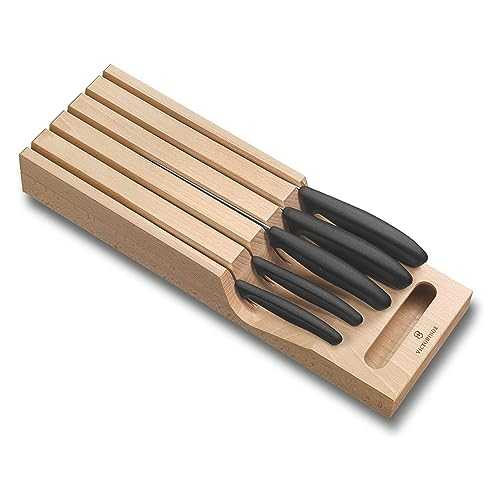 Victorinox 5-Piece "Swiss Classic" In-Drawer Knife Holder Set, Stainless Steel, Beige/Silver, 43 x 14.5 x 6 cm