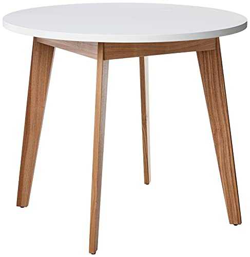 Amazon Brand - Rivet Noah Round Modern Ash Dining Table, White, 90 cm x 90 cm x 76 cm