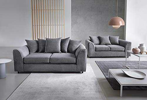 Abakus Direct ® Dylan Byron Black Fabric Jumbo Cord Sofa Settee Couch 3+2 Seater in Grey or Brown (2+3 Grey)
