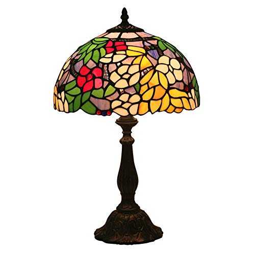 KX-YF Stained Glass Lamp 19 Inch Tall Stained Glass Bedside Lamp Antique Night Light For Living Room Beside Bedroom (Color : Multi-colored, Size : EUR plug)