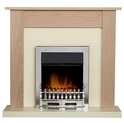 Adam Southwold Fireplace in Oak & Cream with Blenheim Electric Fire in Chrome, 43 Inch