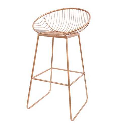 Bar stools counter height bar stools Metal Bar Stool European Backrest High Stool Simple Cafe Bar Seat Family Dining Chair Stool - 2 Colors Optional (including Mat) ( Color : Rose gold , Size : 72cm )