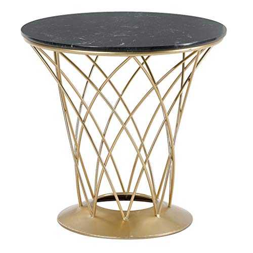XWZJY Light Corner Coffee Table Metal Cocktail Table Bedside Table,Marble & Iron Art,60 x 60 cm(Ø x H)
