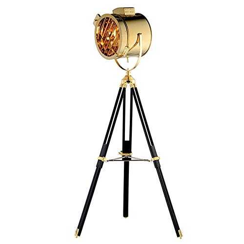 DKee Table Lamps Gold And Silver Nordic Search Metal Restaurant Floor Lamp Retro Industrial Wind Tripod Led Living Room Decoration Floor Lamp 800 * 1750 (mm) (Color : Gold)