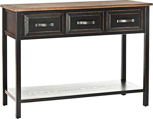 Safavieh American Homes Collection Aiden Distressed Black Three Drawer Console Table