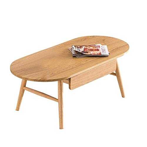 JINKEBIN Folding Table Coffee Table Modern Oval Coffee Table Round Side Table End Table With Storage Drawers For Living Room Home Furniture Sofa Side End Table (Color : Beige, Size : 115X53X45CM)