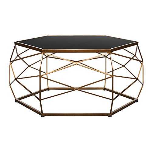 PARADISE-HOMESTORE Glass Top Geometric Coffee Table- Super Luxurious High End Coffee Table