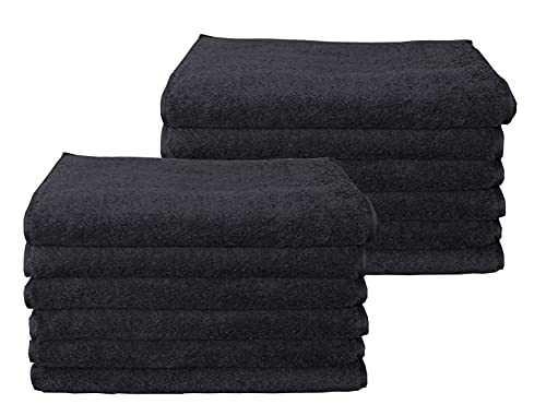 Pack of 12 BLACK 450 GSM 100% Cotton Sport / Gym Towels - Size 30cm x 85cm