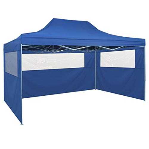 Tidyard Foldable Tent Pop-Up with 4 Side Walls 3x4.5 m Blue