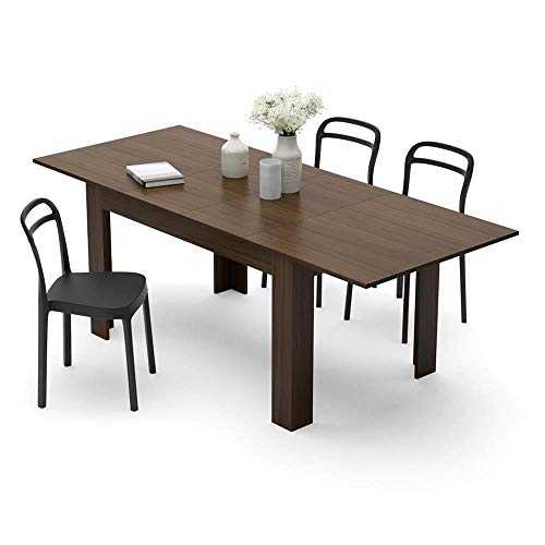 Mobili Fiver, Extendable Dining Table, Easy, Canaletto Walnut, Laminate-finished, Made in Italy