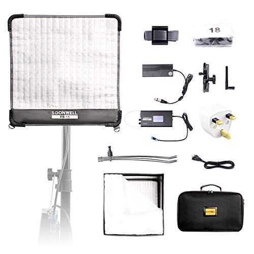 SOONWELL 50W Flexible LED Video Light Kit 3000K-5600K Dimmable Portable Professional Bi-Color Photography LED Panel Light with Honeycomb Grid and Softbox Continuous Illumination Light (1 * 1 ft.)