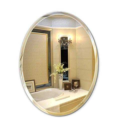 WECDS-E Mirror， Bathroom， Wall-Mounted， Dressing Table ，Oval Bathroom Wall Hanging Frameless Bathroom Mirror Dressing Table Washbasin Mirror Wall Hanging，60 * 80cm