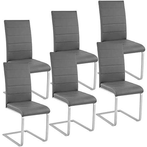 tectake 800810 Set of 6 Dining Cantilever Chairs, for Dining Room (Gray)