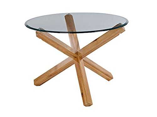 Oporto Dining Table - Round Glass Top - Solid Oak Criss Cross Base