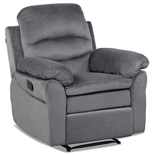 COSTWAY Recliner Chair, Single Padded Seat Fabric Reclining Sofa with Adjustable Leg Rest, Home Theater Cinema Living Room Lounge Armchair for Resting, Sleeping and Gaming (Grey)