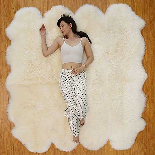 Altlue White Genuine Sheepskin Rug Large Real Sheepskin Throw Rugs Fluffy Fur Rug Natural Pelts Furry Rug For Living Room Bedroom (Size : 8p(185 * 200cm))