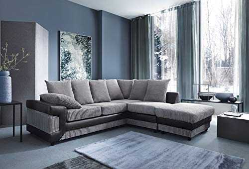 Abakus Direct | Dino Jumbo Cord Sofa in Black & Grey (Corner Right)