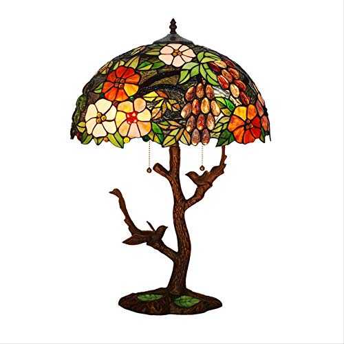Tiffany-Style Table Lamp, Glass Bird Art Decor Luxury Beautiful Large Bedroom Bedside Table Lamps for Restaurant Lounge Coffee Hote
