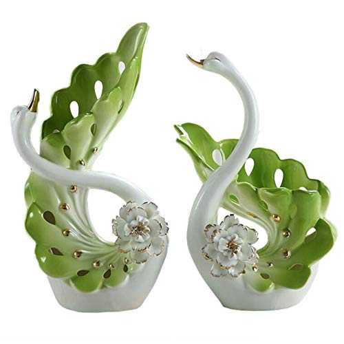NEWQZ Elegant Swan Shaped Porcelain Vases for Home Decor, Ceramic Vases Set for Living Room Decoration, Wedding Gift