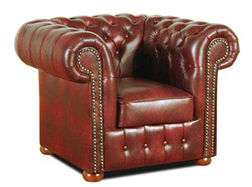 Casa Padrino Chesterfield Genuine Leather Armchair Burgundy 110 x 90 x H. 78 cm - Luxury Collection