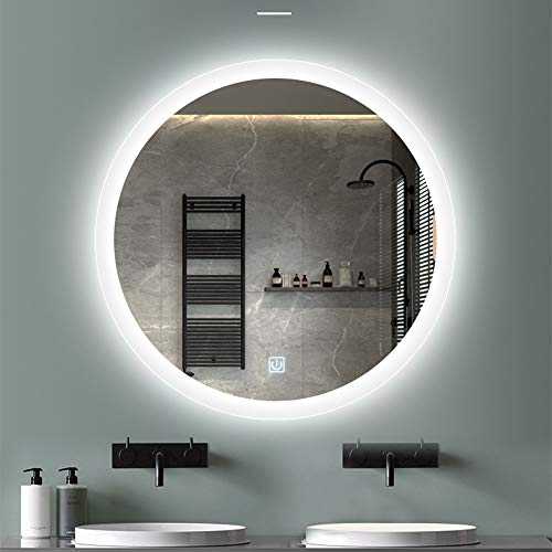 Bathroom mirror Smart, toilet LED mirror with light 50 * 50/60 * 60/70 * 70/80 * 80/90 * 90cm white light round smart light mirror