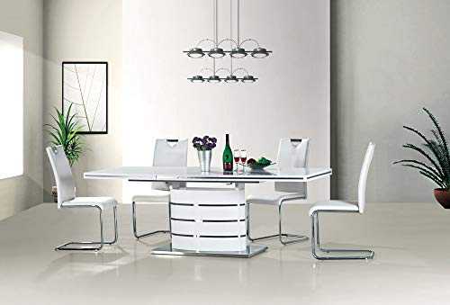 Fano" White High Gloss Modern Extending Dining Table (180, 160, 140 or 120 cm) (90 x 140 (200) cm)