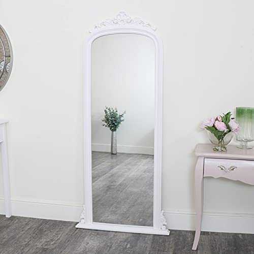 Melody Maison Tall White Ornate Vintage Wall/Leaner Mirror 80cm x 180cm