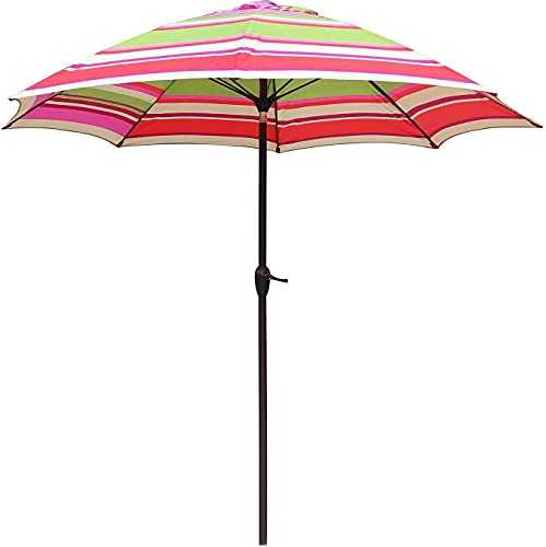 UWY Grand patio Garden Parasol Striped Patio Umbrella,Beach Umbrella,Ventilation/Tilt/Crank/8 Ribs,Outdoor Patio Umbrella for Backyard/Garden(Color:A)