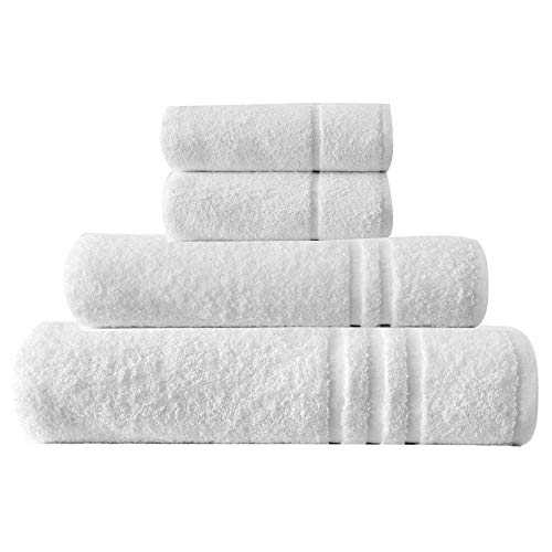 Towelogy® BR01 100% Egyptian Cotton Bath Towels Bale Set 550 GSM Hotel Quality Collection Machine Washable Bright White Barton (2 Hand 50x100cm / 1 Bath Towel 70x135cm & 1 Bath Sheet 100x150cm)