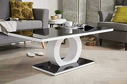Giovani Modern Designer Halo High Gloss Glass Modern Coffee Table (White/Black Coffee Table)