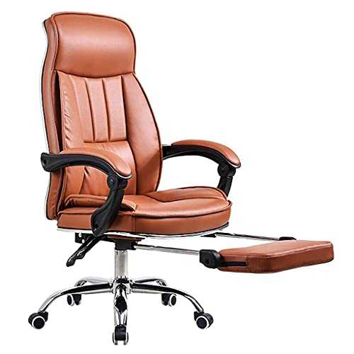 FACAZ Office Chairs Ergonomic Office Chair Computer Chair Home Office Office Chair Task Chair Leather Swivel Chair Recliner Chair Desk Chairs (Color : Brown, Size : With feet)