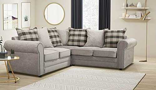 Modern Chenille Fabric Light Grey 2C2 Corner Sofa-Cheap Sofa- Sale N Corner Sofa-5 Seater Sofa-002