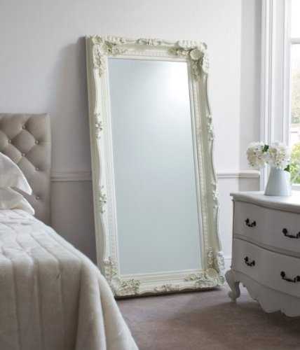 FRENCH CARVED CREAM LOUIS LEANER MIRROR