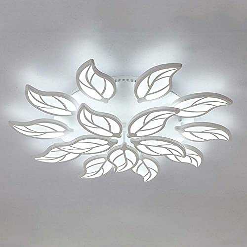 YAMMY 15 * 10W LED Ceiling Light Modern Bedroom Chandelier Creative Romantic and Warm Leaf Shape Chandelier Acrylic Aluminum Design Ceiling Lamp Dining Room Lighting 15 Heads [Energy Class A ++]