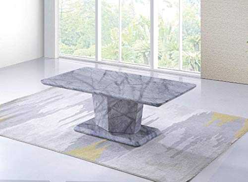 Furniture Express Modern Marble Effect High Gloss Coffee Table Centre Table Tea Table for Living Room Reception Room Lounge 120 x 65 x 45cm Rectangular (Grey)