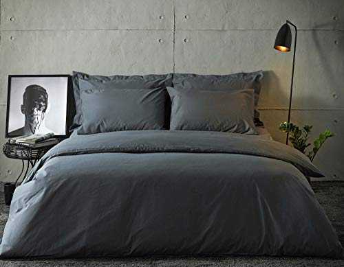 Beddable - Luxury Move-In Bedding Set - Contemporary & Stylish Full Bedding Set with 2 Goose Feather & Down Pillows and Duvet, 2 Pillowcases, Fitted Sheet and Duvet Cover - Charcoal Grey - King