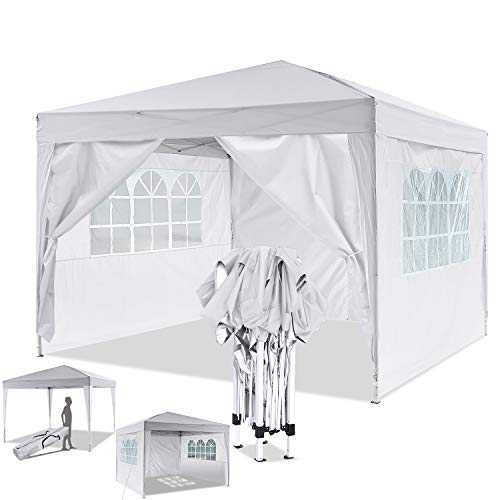 Eloklem Gazebos 3x3m/3x6m Waterproof Pop up Tent Shade Shelters With Walls for Party Wedding Ceremony (3x3m, A_White)
