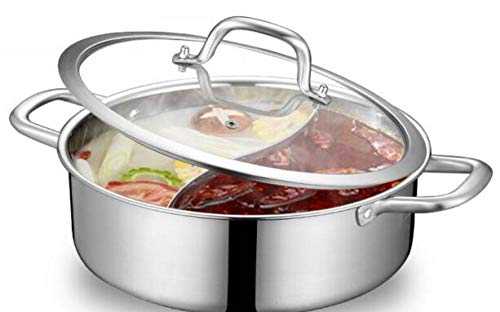 Cookware Sets Hotpot Stainless Steel Cooker Soup Pot Stew Induction Cooker Gas Stove Cookware Cooking Pot Two Flavor Steamer Pan 1Pcs 28Cm Two Flavor