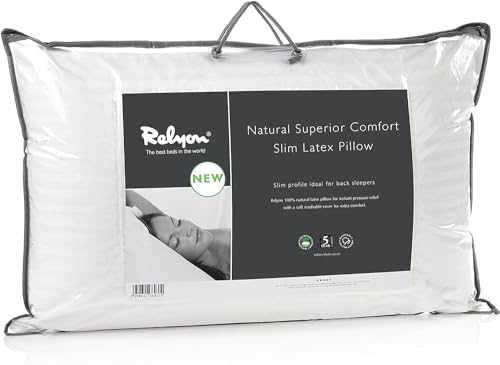 Relyon Superior Comfort Slim Breathable Latex Pillow with a Soft 100% Cotton Cover, White, W68cm x H40cm x Depth 13cm