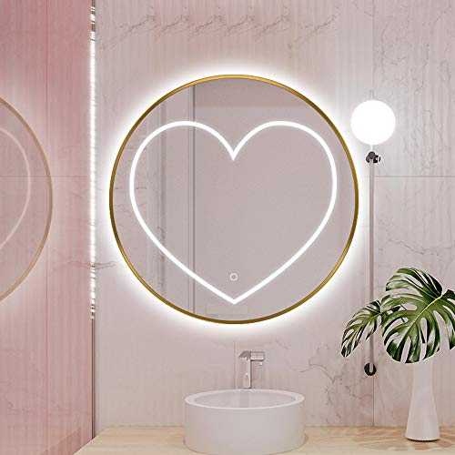 Bathroom mirror Smart Wall Mounted LED Illuminated Beauty Mirror 60 * 60/70 * 70/80 * 80/90 * 90cm Golden Single Touch Infinite Dimming Color Smart Mirror