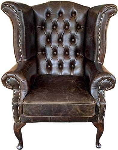 Casa Padrino Genuine Leather Armchair Vintage Brown - Luxury Living Room Wingback Furniture