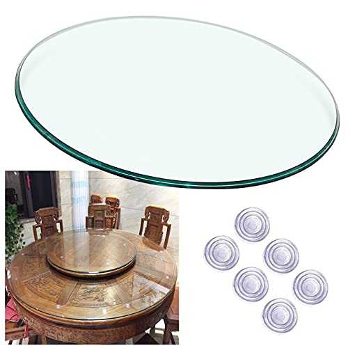 L-KCBTY Round Glass Table Top,Strong Hardness,High Temperature Resistance,Not Fragile,Tempered Glass Table Top,Good Stability,Dining Table,Furniture Replacement Parts, 1/3" Thick