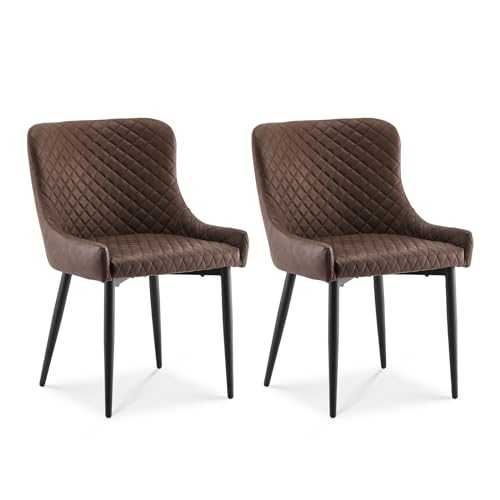 TUKAILAi 2x Leisure Upholstery Faux Leather Dining Chair Armchair Tub Chairs with Comfortable Padded Seat Dining Living Room Lounge Office Reception Restaurant Modern Furniture