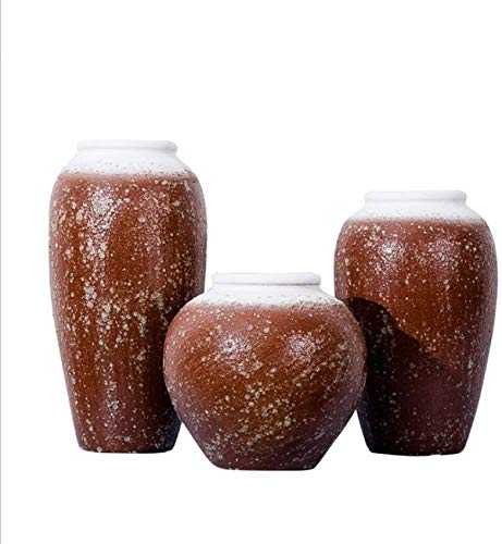 Retro Minimalist Handmade Stone Pot Jar Suitable For Dried Flowers Illustration Adobe Furniture Art Decoration Vase Ceramic 3 Sets Of Art Crafts Hydroponic Pots For Interior Decora