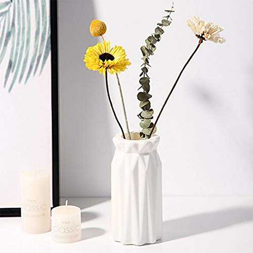 King Style Nordic Vase, Plastic Vases for Flowers, Modern Geometric Flower Vases for Living Room/Office/Home Decoration/Wedding Decoration (White)
