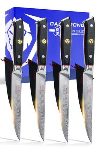 DALSTRONG Steak Knives Set - 5" (12,7 cm) - Shogun Series - Damascus - Japanese AUS-10V Super Steel - Boxed - Sheaths