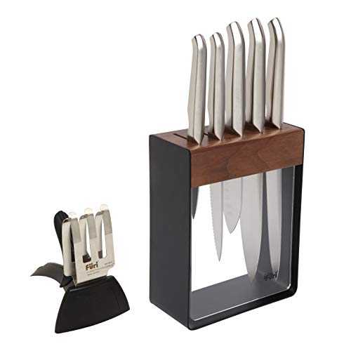 Furi PRO Black Stainless Steel Knife Block Set Limited Edition Including 5 Knives and 1 Knife Sharpener (Colour: Silver, Black), Quantity: 1 Set, 7 pcs…